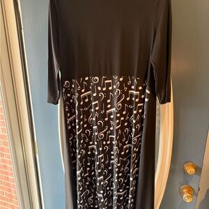 Elegant Black and White Music Note High Low Dress